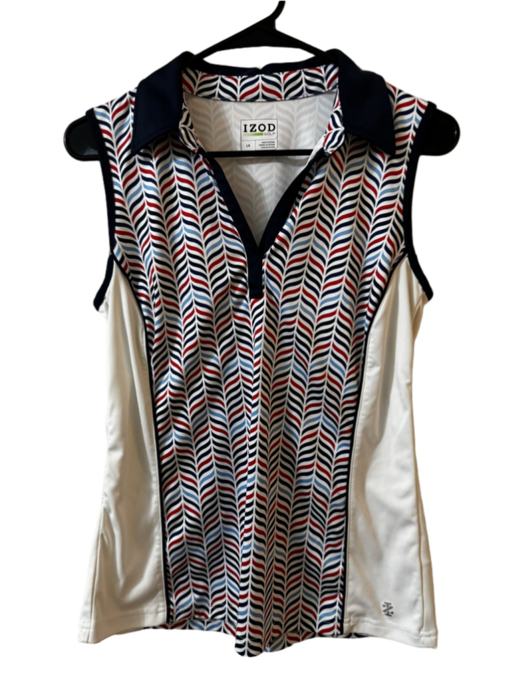 IZOD Golf Sleeveless Tank Top Large - White Red Blue